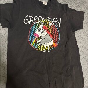 Green Day Black T-Shirt with Colorful Unicorn